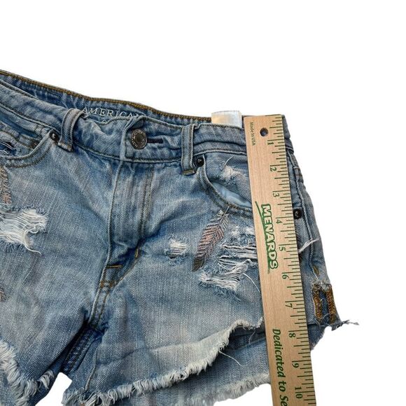 AEO High-Rise Festival Shorts 00 embroidery feathers - Picture 8 of 9